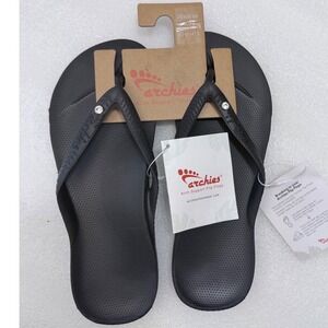 NWT Archies Flip Flops Arch Support Thongs Sandals Black Women US Sz M 8 W 9